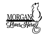 Custom Cat Name Lives Here Metal Sign Black, Custom Sign, Personalized Sign, Garden Decor, Outdoor Sign, Laser Cut Metal Signs Custom Gift Ideas